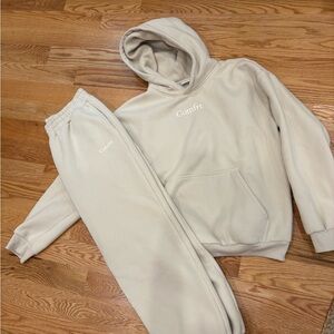 Comfrt Cream Hoodie and Sweatpants Set